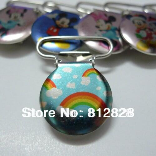 25pcs 1'' 25mm Enamel Rainbow Mitten Clips