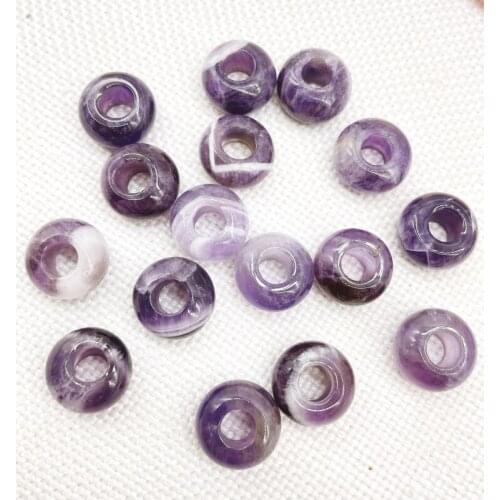 30Pcs Natural Stone Quartz Crystal Opal Round Shape Big Hole Beads Pendant For Jewelry Making Necklace Earrings Bracelet 7*14mm