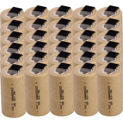 30 pcs SC 2200mah 1.2v battery rechargeable batteries element NICD for electric screwdrivers accumulator for power tools
