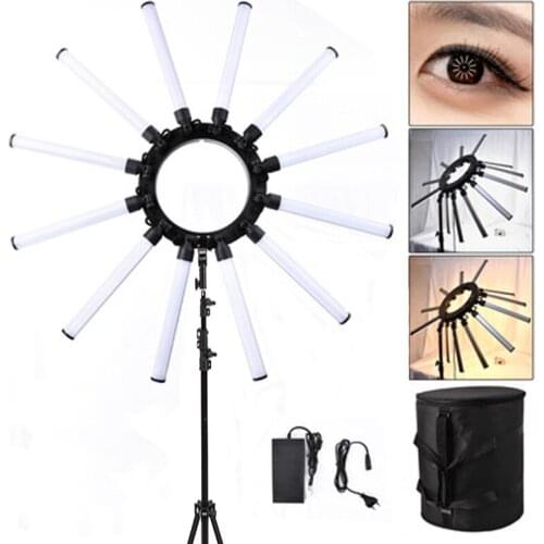 36 Inch 12 Tube LED Live Streaming Light Dimmable 3200-5600K Photography Lamp Foldable Star Ring Selfie Beauty Fill Lights