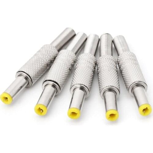 5 Pcs 5.5x2.5mm DC Power Jack Male Plug Metal Connector Adapter With Yellow Head