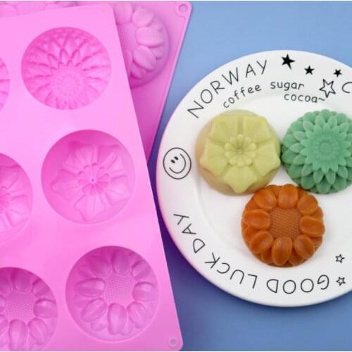 6 Cavity Flower Shaped Soap Mold Silicone DIY Handmade Candle Cake Supplies 6 Hole Crafts Handmade Soap Mould
