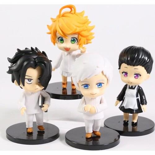 Anime The Promised Neverland Emma Norman Ray Chibi Figure PVC Model Toys 10cm 4PCS/Set