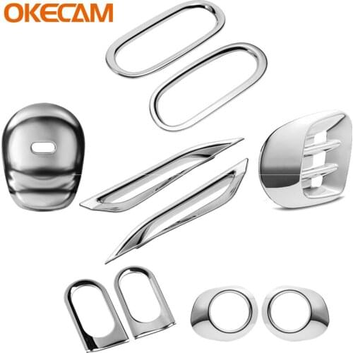 OKECAM Car Stickers For Mercedes Smart 453 Fortwo 2015- 2019 Car Styling Outlet Decorative Frame Front Rear Fog Lamps Cover ABS