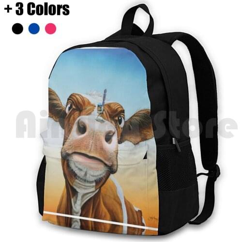 Fearless! Outdoor Hiking Backpack Waterproof Camping Travel John Murray Cows Outback Outback Art Cow Paintings Outback Scenes