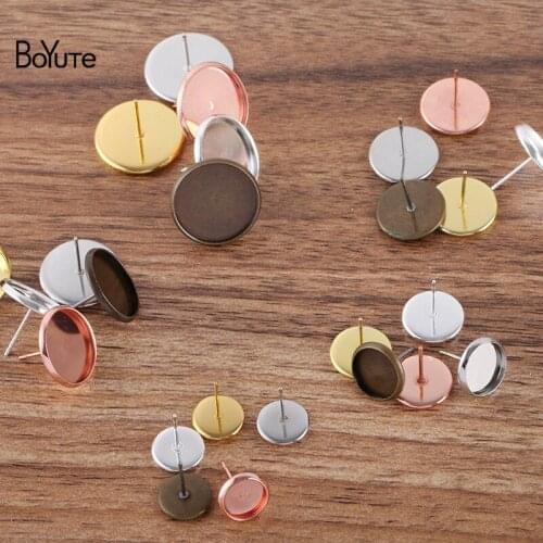 BoYuTe (50 Pieces/Lot) Fit 8-10-12-14-16MM Cabochon Blank Earring Base Tray Diy Stud Earring Settings Jewelry Materials