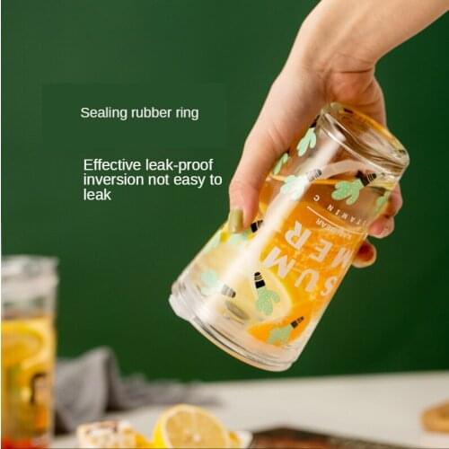 Water cup women summer home cute straw glass milk juice breakfast cup Japanese cartoon ins wind cup water bottle glass