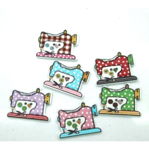 50pcs 25x19mm Mixed Sewing Machine Wooden Buttons For Clothes Crafts Sewing Scrapbooking DIY Accessories