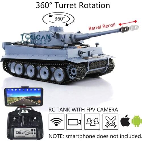 Heng Long 1/16 TK7.0 Plastic Tiger I RC Tank 3818 360° Turret Barrel Recoil FPV TH17238