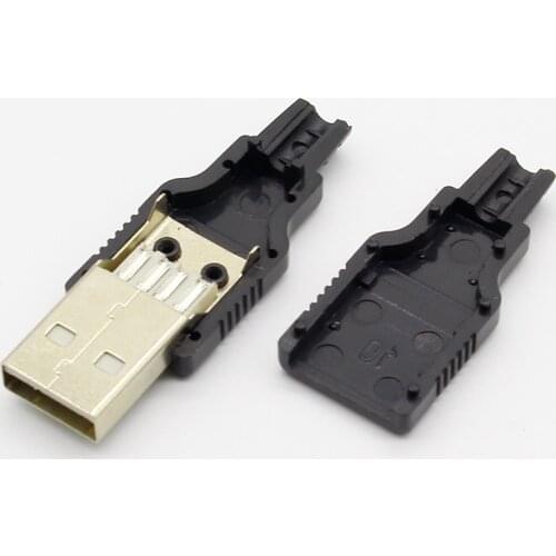 IMC hot New 10pcs Type A Male USB 4 Pin Plug Socket Connector With Black Plastic Cover