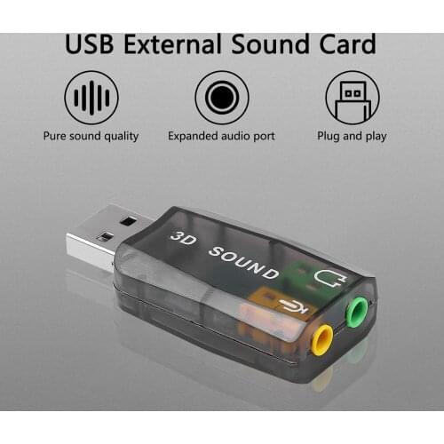 KEBIDU External USB Sound Card Adapter Audio 5.1CH 3D USB to 3.5mm Microphone Speaker Headphone Interface For Laptop PC