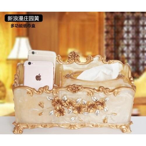 Creative European Multifunctional Paper Towel Box High-end Household Paper Drawing Box Living Room Paper Drawing Box Remote Cont