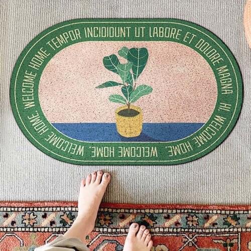 PVC Coil Door Mat Potted Plants Printed Floor Mats Bedroom Carpet Rugs Wear Proof Dust Proof Anti Slip Hallway Entrance Doormat