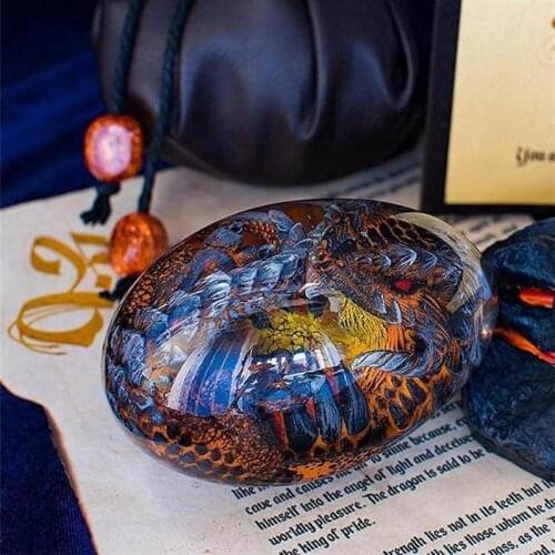 Lava Dragon Egg Ornamental Collection Decor Dinosaur Egg Statue Resin Dragon Egg Crystal Minerale Gemstone Reiki Home Decoration