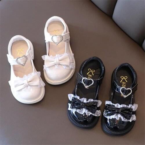 Disney princess girls love of new fund of 2021 autumn small leather shoes bowknot soft baby shoes joker single shoes