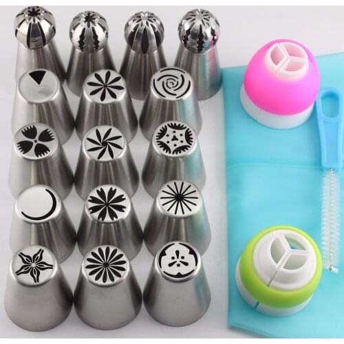 Mujiang 20Pcs Stainless Steel Russian Tulip Cream Icing Piping Nozzles Sphere Ball Pastry Tips Cake Decorating Baking Tools