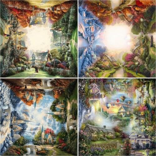 EverShine Diamond Painting Season Diamond Embroidery Spring House Picture Mosaic Cross Stitch Kit Hobby Wall Decor