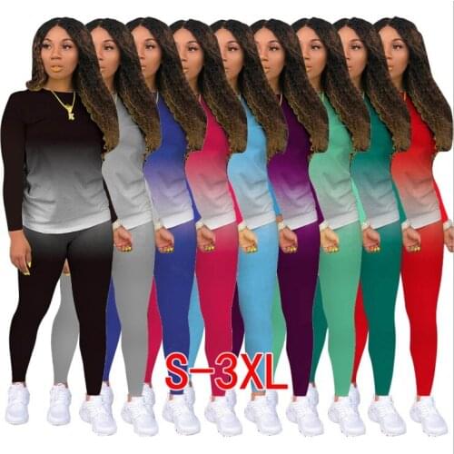 New Arrival 2020 Women Fall Tie Dye Clothing Two Piece Set Women 2 Piece Set Outfits Jogger Biker long Sets Tracksuits