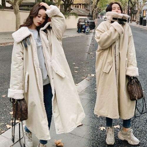 Womens Lamb Wool Coat2021 Winter New Pie Overcoming Long Large Lapel Locomotive Loose Long-sleeved Thick Warm Fashion Jacket98M