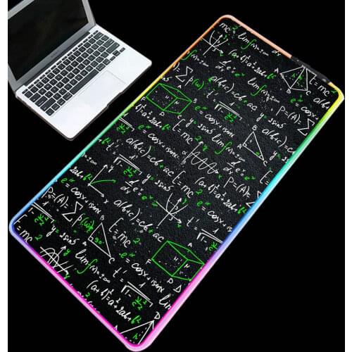 Personalized Math Text Rgb Black Background Luminous LED USB Gamer Accessories Laptop Countertop Mat Mousepad XXL Gaming Desk