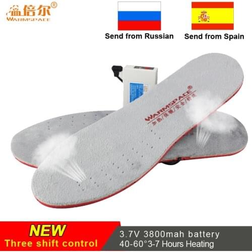 Warmspace Rechargeable Heated Insoles 3800mAh Feet Warm Shoe Pad Thermal Electric Foot Winter Ski Insoles Heated Outdoor Sports