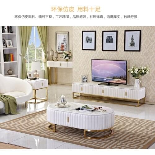 TV Stand Living Room monitor stand mueble stalinite stainless steel marble designer tv table + Coffee centro Table +corner table