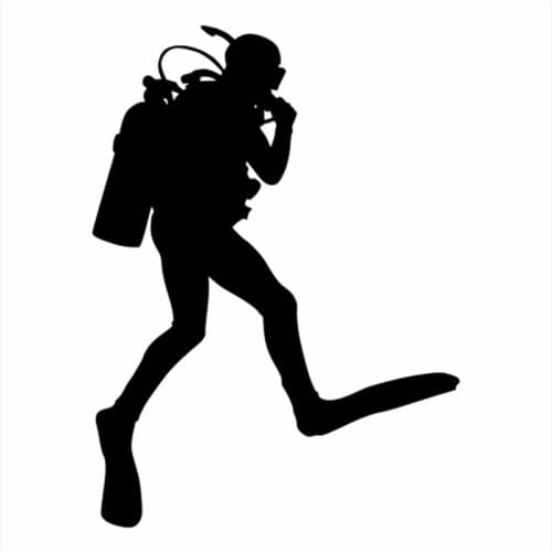 Scuba Diving Underwater Diver Silhouette Car Stickers Decor Vinyl Black/silver CL484