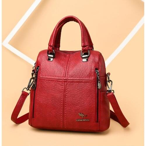 Casual Soft Leather Backpack for Women 2021 Small Shoulder Bag Multifunction Bagpack Backpacks for School Teenagers Girls Sac