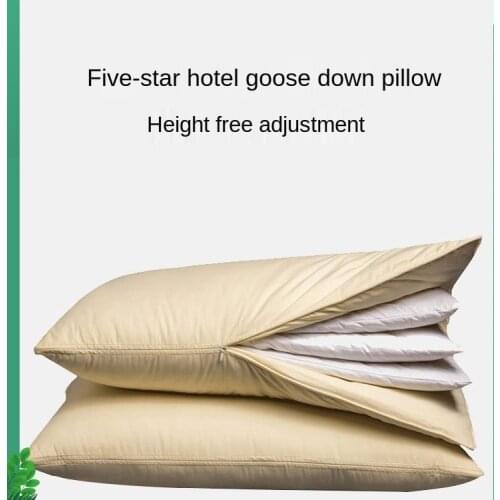 Five-Star Hotel down Pillow Full Head White Goose down Height Cervical Pillow Pair Single Adult Pillow Insert