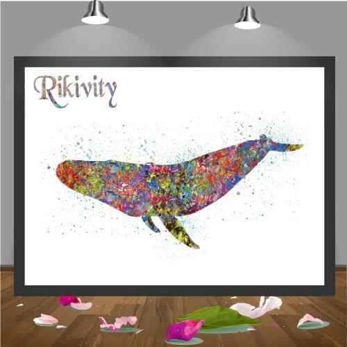 Rikivity Original Humpback whale canvas painting Animal Modern Wall Art poster print Pictures Home Decoration wall Hanging