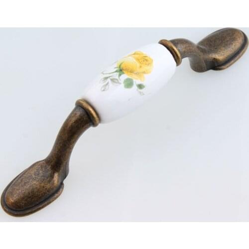 Rustico Rural ceramic kitchen cabinet cupboard door handles 3" antique bronze drawer dresser pulls knob pulls retro style