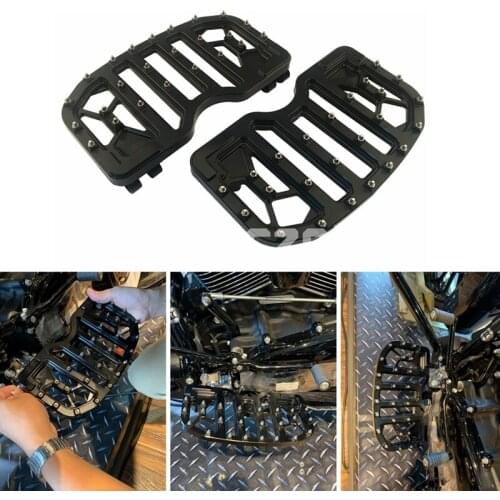Wide MX Offroad Chopper Bobber Style Front Driver Bagger Floorboards with Non-Slip Traction for 1983-2019 Harley Touring Motor