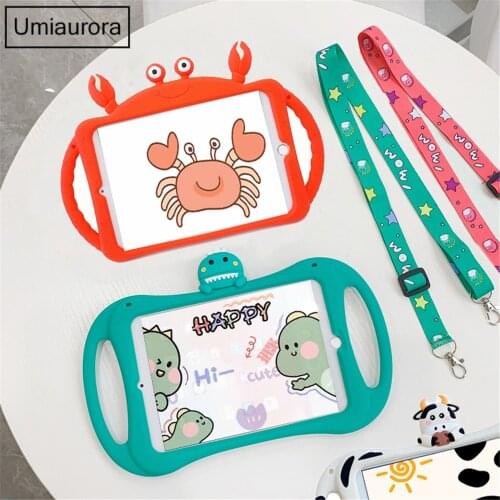 Kids Silicon Case For iPad 6th 9.7 2018 Air2 Pro 10.5 11 Mini 1 2 3 4 5 2019 Hand-seld Shockproof Tablet Cover For iPad 7th 10.2