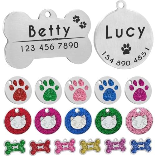 Engraved Dog Tag Personalized Pet Cat ID Tags Anti-lost Kitten Puppy Tag Dogs Collars Pendant Accessories Free Engraving