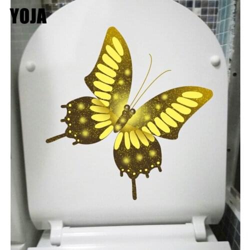 YOJA 19.7X21.5CM Golden Butterfly Bedroom Decoration Home Room Wall Sticker WC Toilet Decal T1-2107