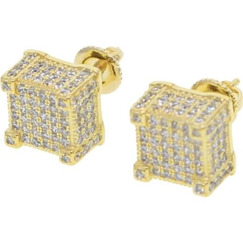2019 Unique Design AAA CZ Rhinestone Crystal punk geometry stud Earrings For Women square/round delicate Fashion Hip Hop Jewelry