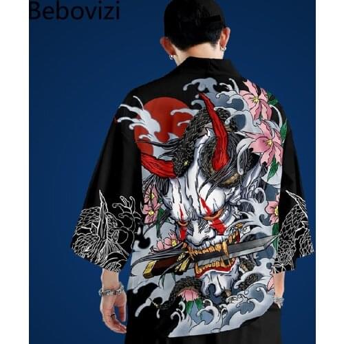 Demon Kimono Cosplay Samurai Haori Obi Women Men Cardigan Beach Yukata Costume Japanese Streetwear Traditional Jacket Clothes