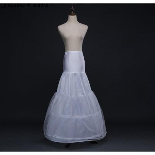 JaneVini Elegant Mermaid Wedding Gown Petticoat White 3 Hoops Women Tulle Underskirt Crinoline Adult Dress Petticoat jupon blanc