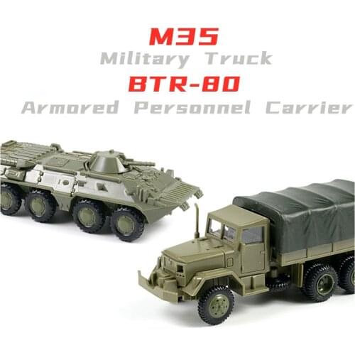 1/72 M35 Truck Chariot Model Soviet Union BTR-80 Armored Personnel Carrier Assembling Models Glue Free Military Toy Car