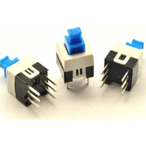 10PCS 7x7mm 6 Pin DIP Self-Lock ON/OFF lock Push Switch Power Switch Key Button Switch
