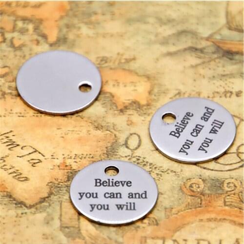 10pcs Believe you can and you will charm silver tone message charm pendant 20mm