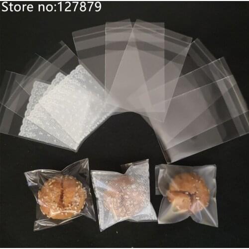 100pcs 5.5x5.5cm Cute Frosted Transparent Lace Cookie Packaging Bag&Gift Candy Bags For Biscuits Snack Baking Package Wedding