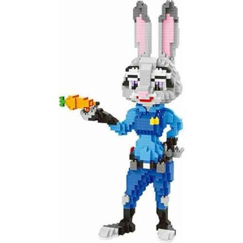 1250Pcs Bunny Cop Judy Building Blocks Cartoon Figures DIY Zoo Animals Educational Toys Micro Bricks Cute for Kids Adults