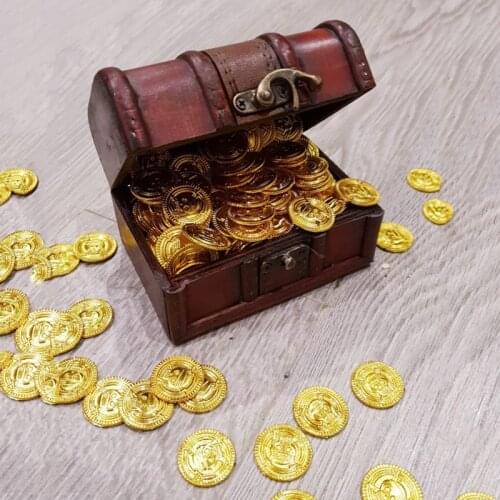 50pcs Pirate gold Coins Halloween plastic fake gold Halloween Christmas decorations for home kids favor game treasure supplies