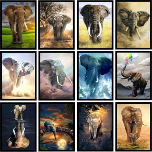 TOUOILP Full SQUARE Diamond 5D Diamond Painting "Elephant" Handmade Diamond Embroidery Art Cross Stitch Mosaic Decoration Gift