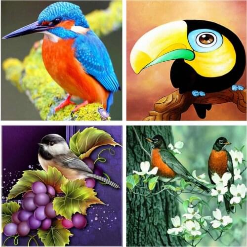 MHD DIY Diamond Embroidery Beauty flower Bird Diamond Painting Cross Stitch 5D Rhinestones paste Pattern Home Decoration