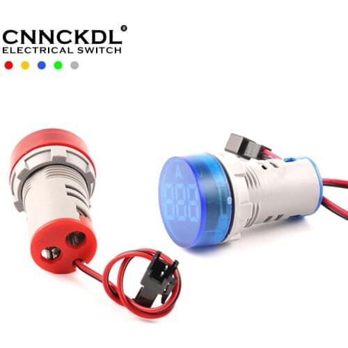 22MM Frosted Surface AD101-22AM 0-100A AC50-500V Digital display Ammeter Meter Indicator Led Lamp Round Tester Current Light