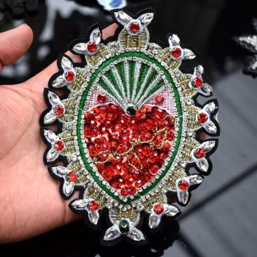 Handmade Beading Crystal Strawberry Patches Glass Rhinestones Applique Clothes Shoes Decorated Craft Sewing