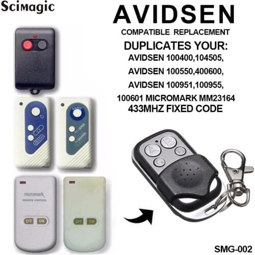 AVIDSEN 104505 100400 Garage Gate Door Remote Control Handheld Transmitter KeyFob AVIDSEN Garage Control To Clone 433.92MHZ