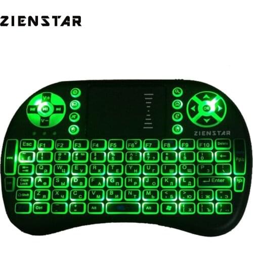 Zienstar Russia Mini 2.4G Wireless Keyboard with 3 Color Backlit Air FLY Mouse Remote Control Touchpad For TV Box Smart TV